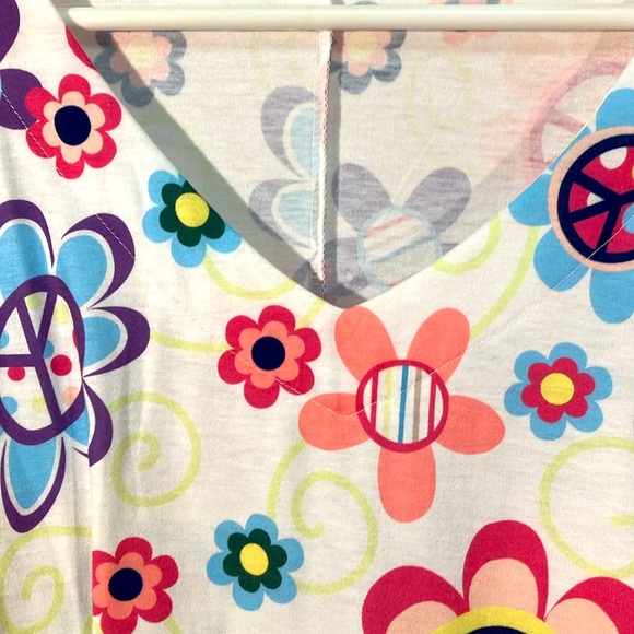 Floral Multicolor 60s Print Tunic Top with 3/4 Sleeves Size 4X (fits 3X) - Picture 4 of 5